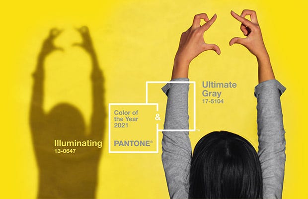 pantone coloroftheyear 年度代表顏色 2021年度代表顏色 極致灰 ultimategray 亮麗黃 illuminating