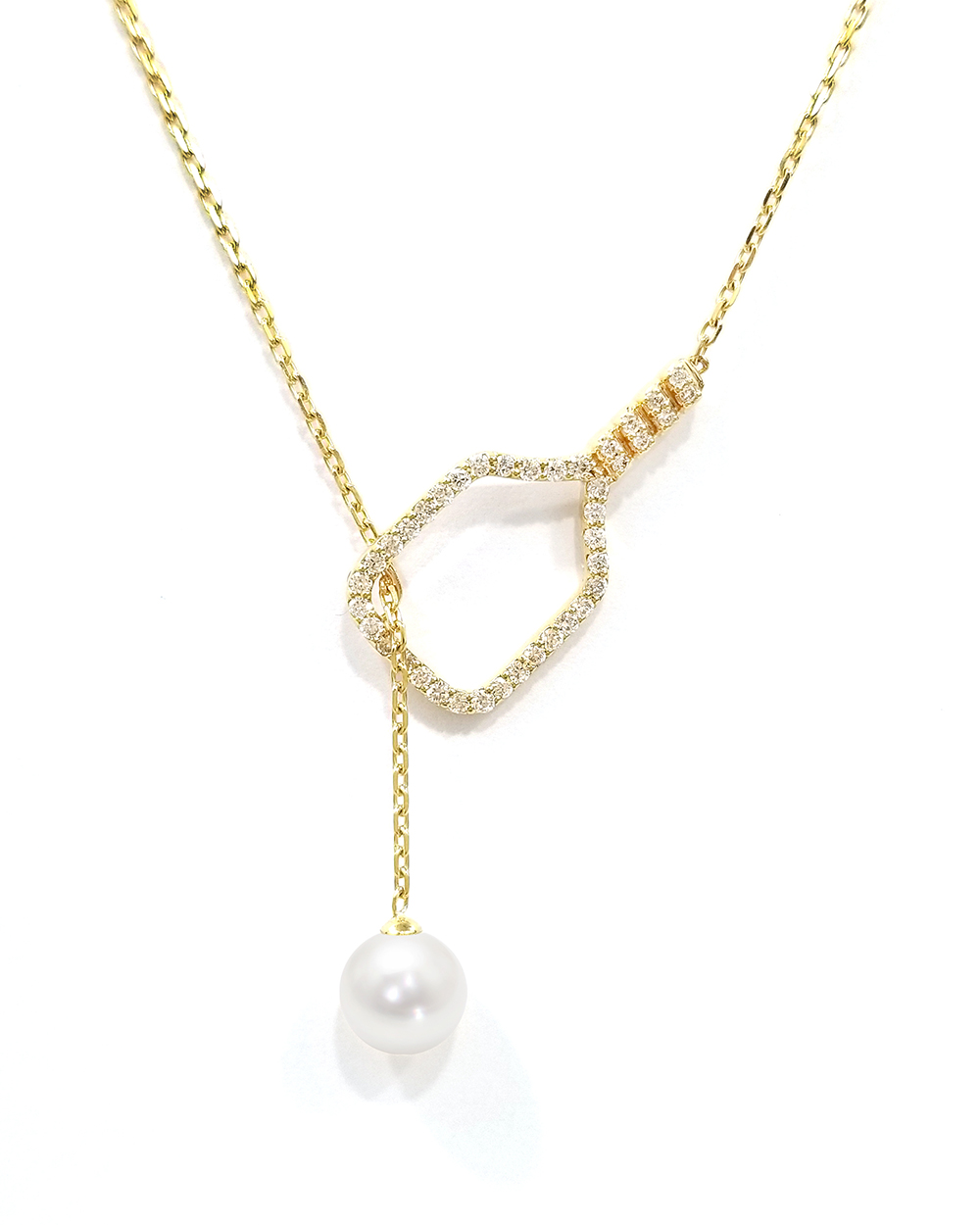 9K黃金培育鑽石日本AKOYA天然珍珠頸鏈